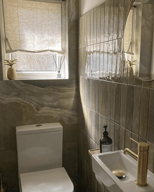 Zellige wall tiles used in this small bathroom wall