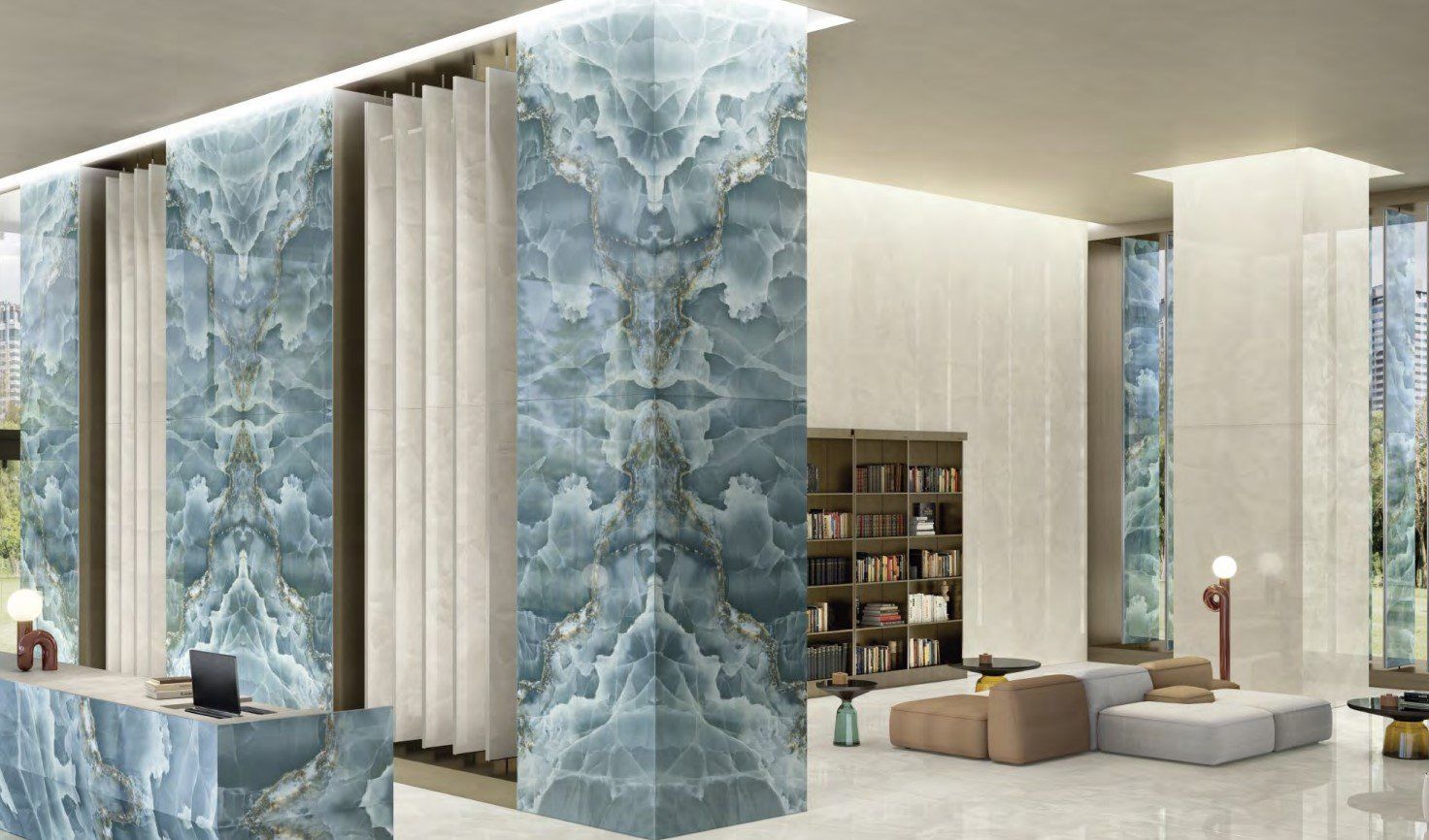 Sapphire wall gloss tiles  used in the modern living room