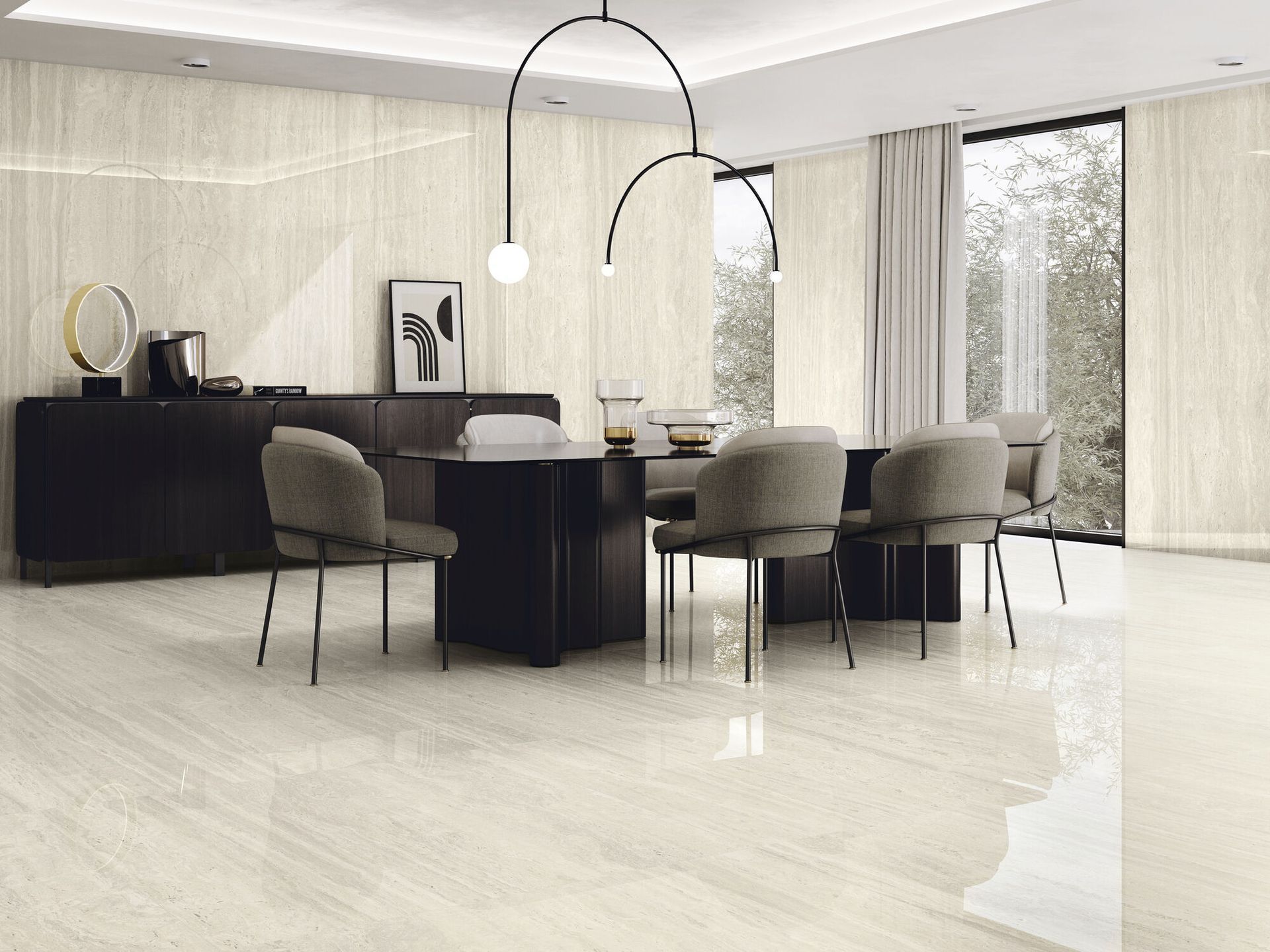 Travertina Beige Room shoot Featured in this modern living room