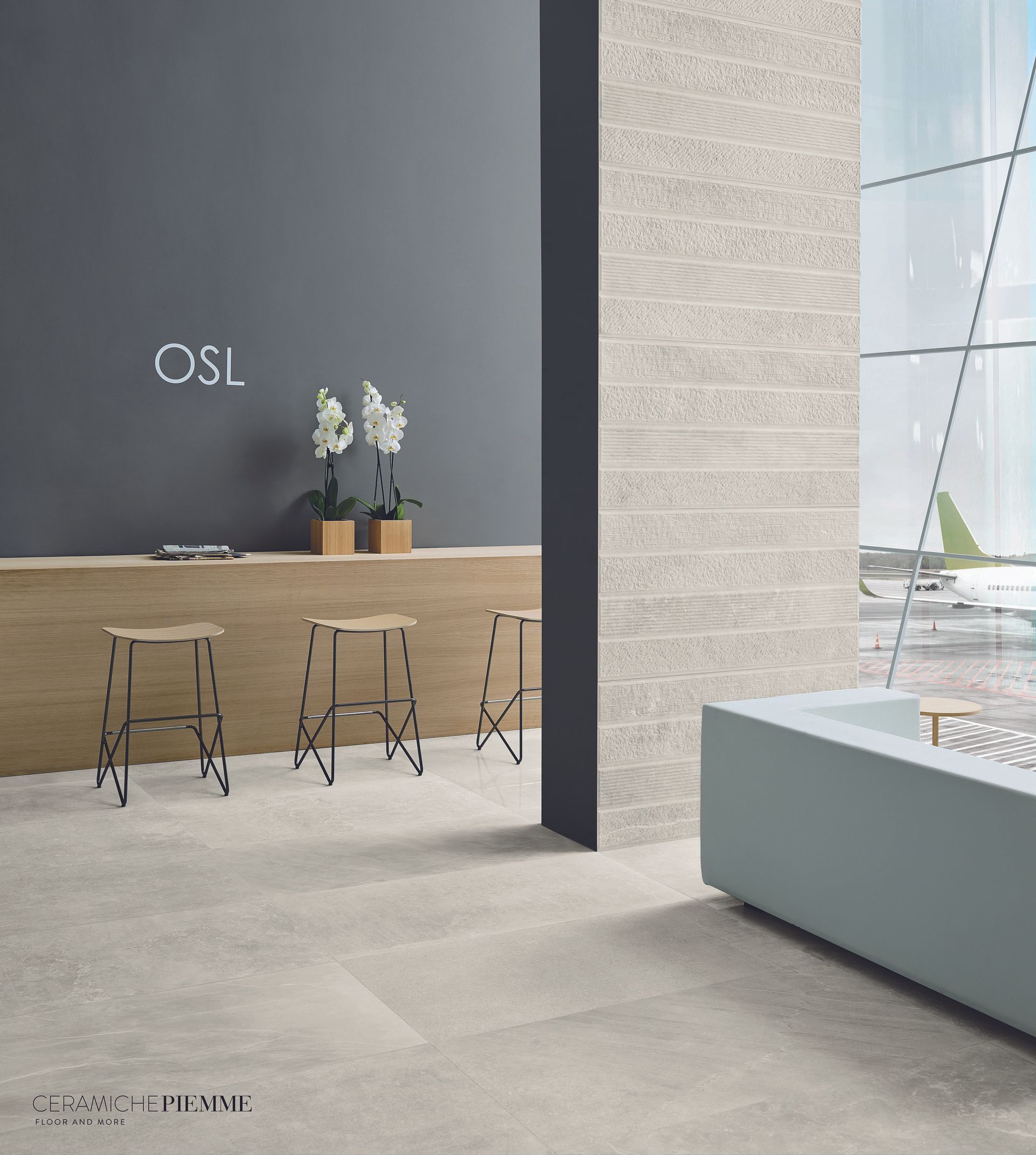 limestone effect tiles , chevron tiles