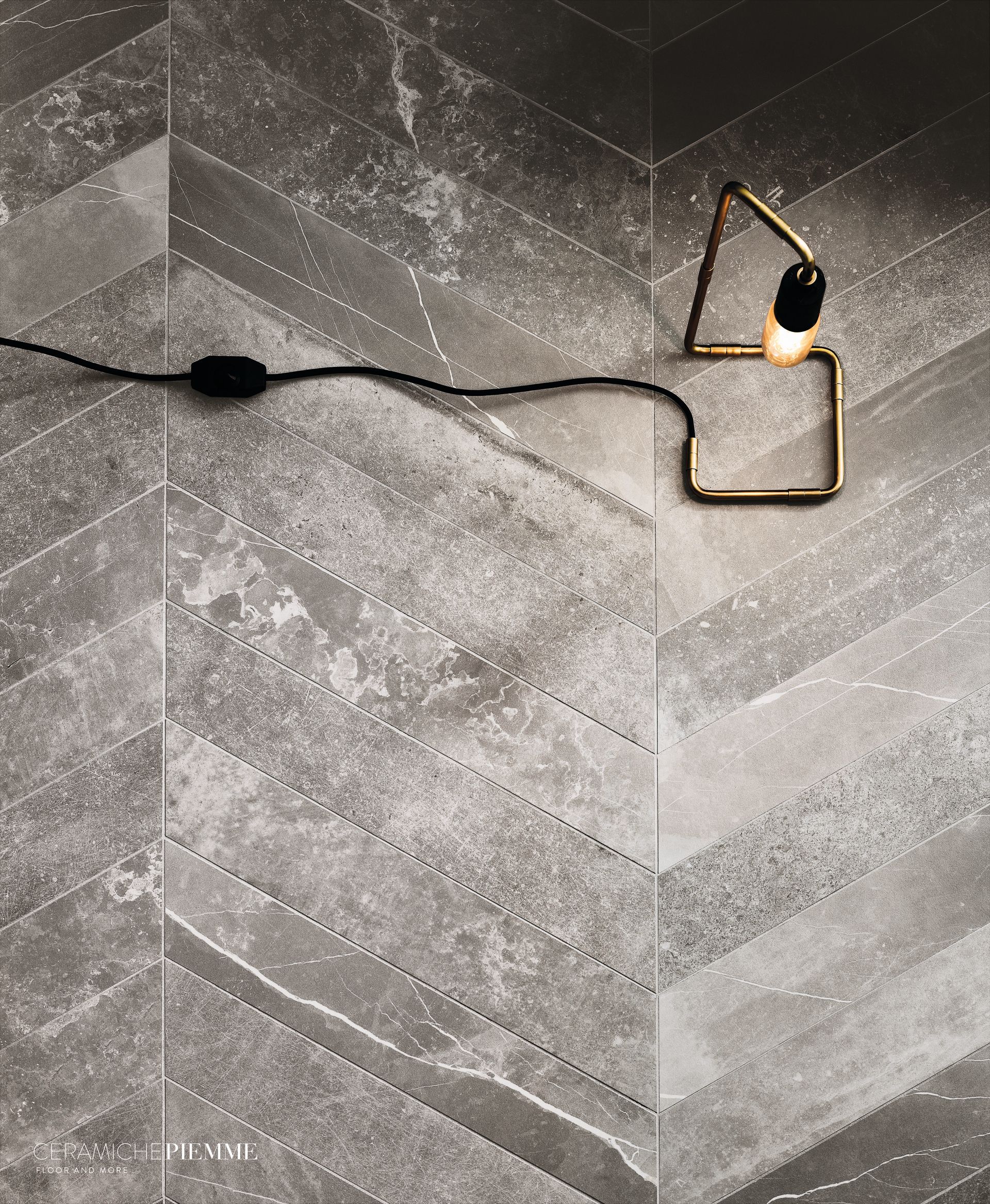 titanium chevron floor tiles