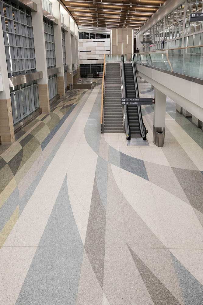 Bright open airport terminal