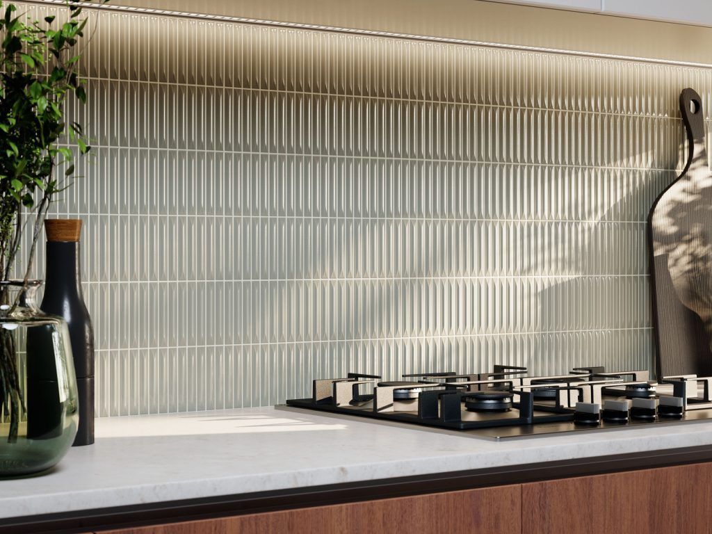 Light green kitchen back splash