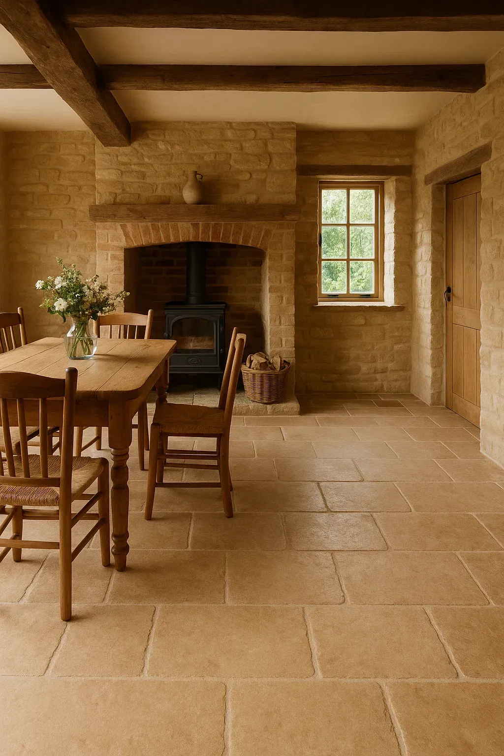 Outdoor kitchen tiled with salerno off white splash back