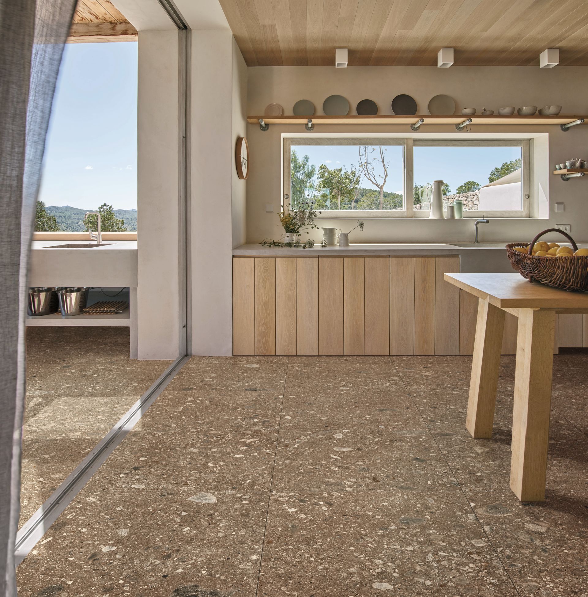 Ceppo effect tile used inside and outside to show its resilience