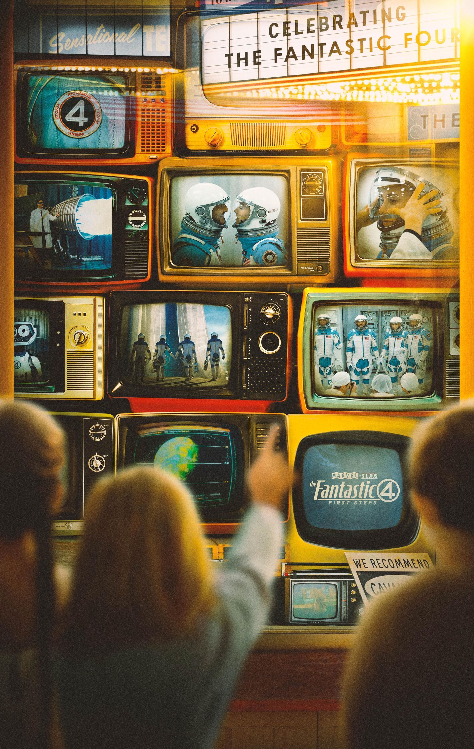 Vintage looking photo of tvs and the fantastic four