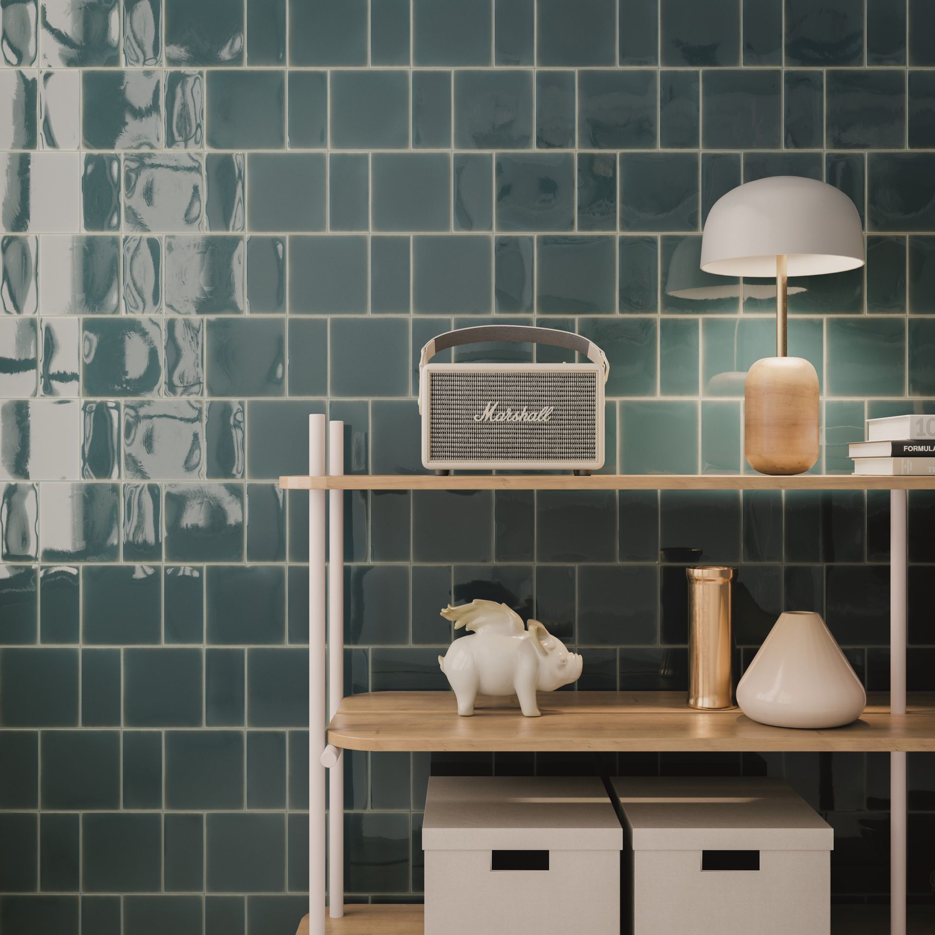 coral brick effect wall tiles, fluted coral wall tile and living room side unit
