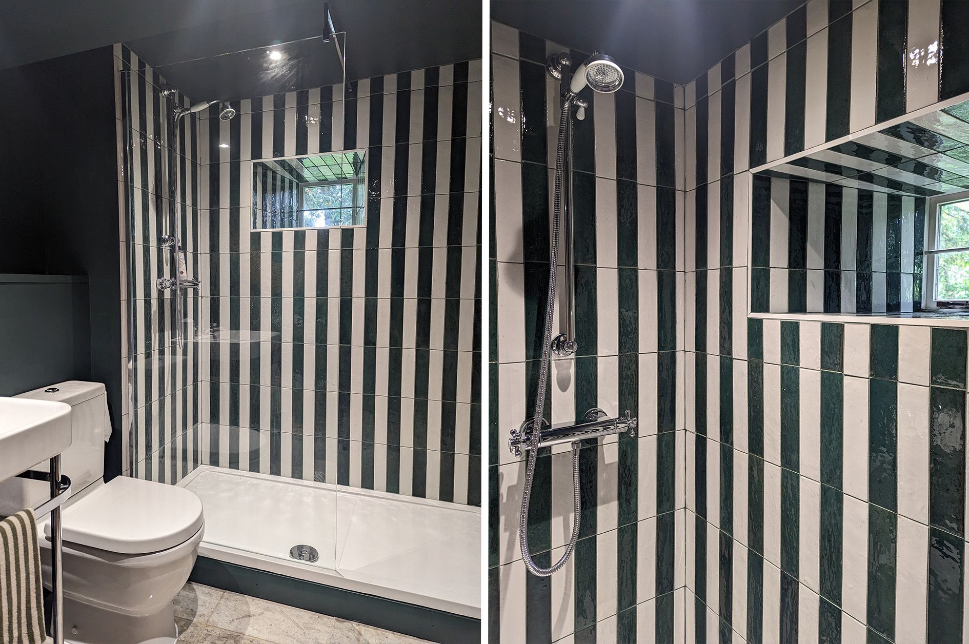 Green and white alternating