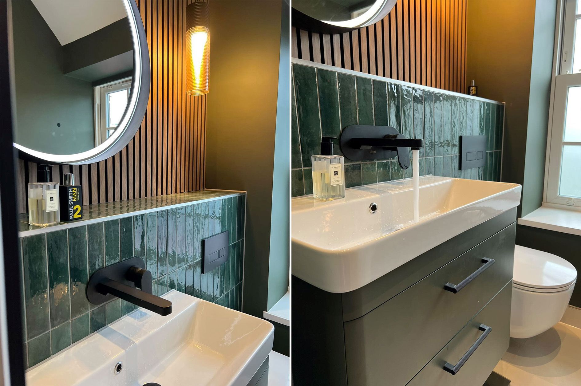 Green Salerno zellige Wall tiles used for a splashback