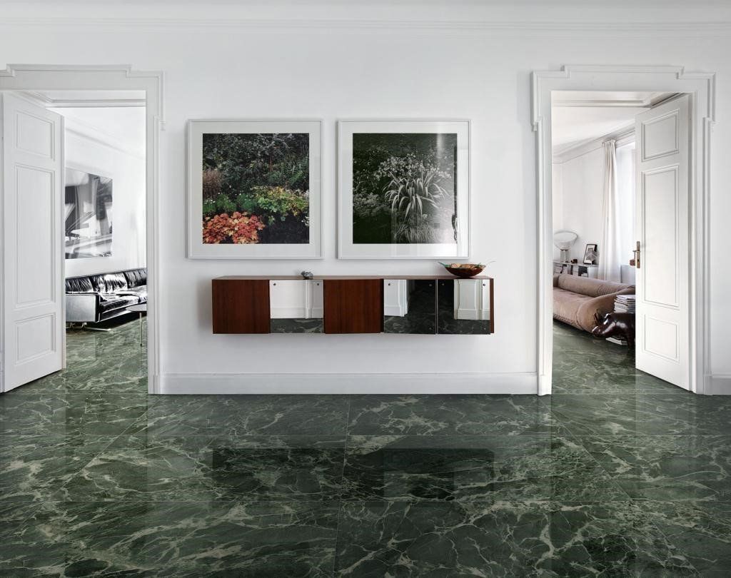 Green marble floor