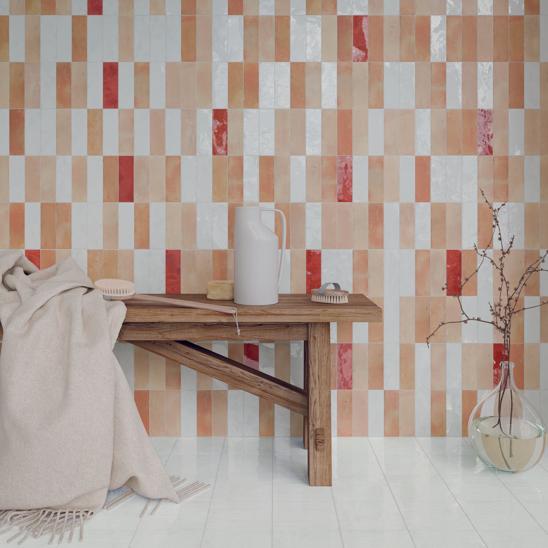 Soft peach morocco tiles