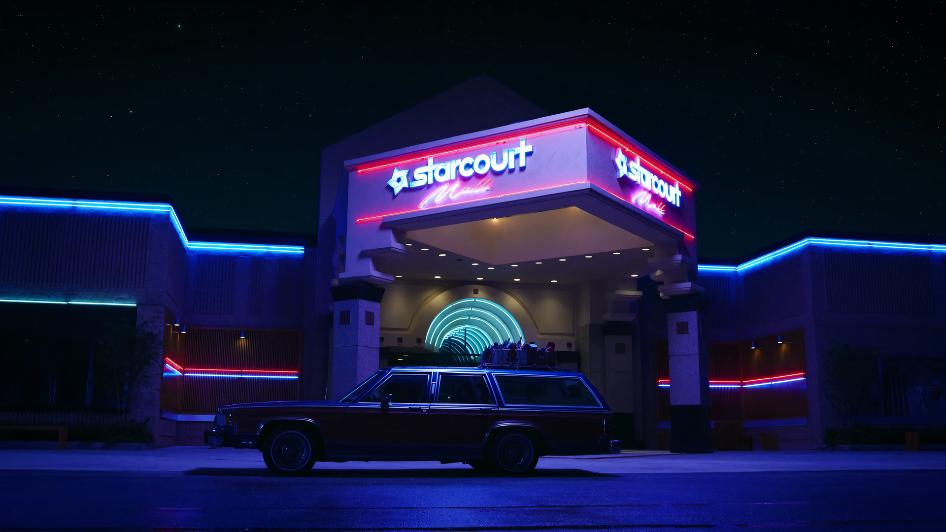 Starcourt mall exterior shot from stranger things season 3