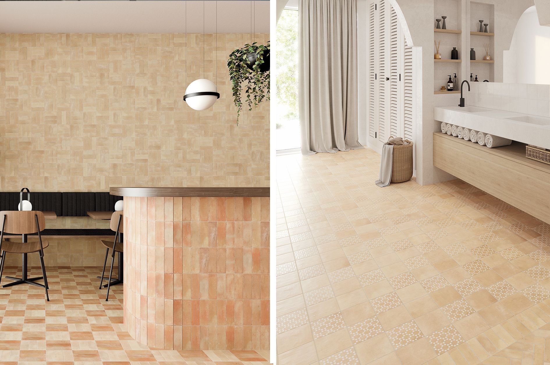 Terracotta floor tiles made into chequerboard floor tiles