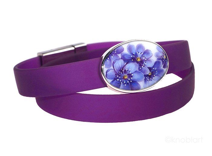 Trachtenschmuck, Porzellan handgemalt in Silber gefasst fassung