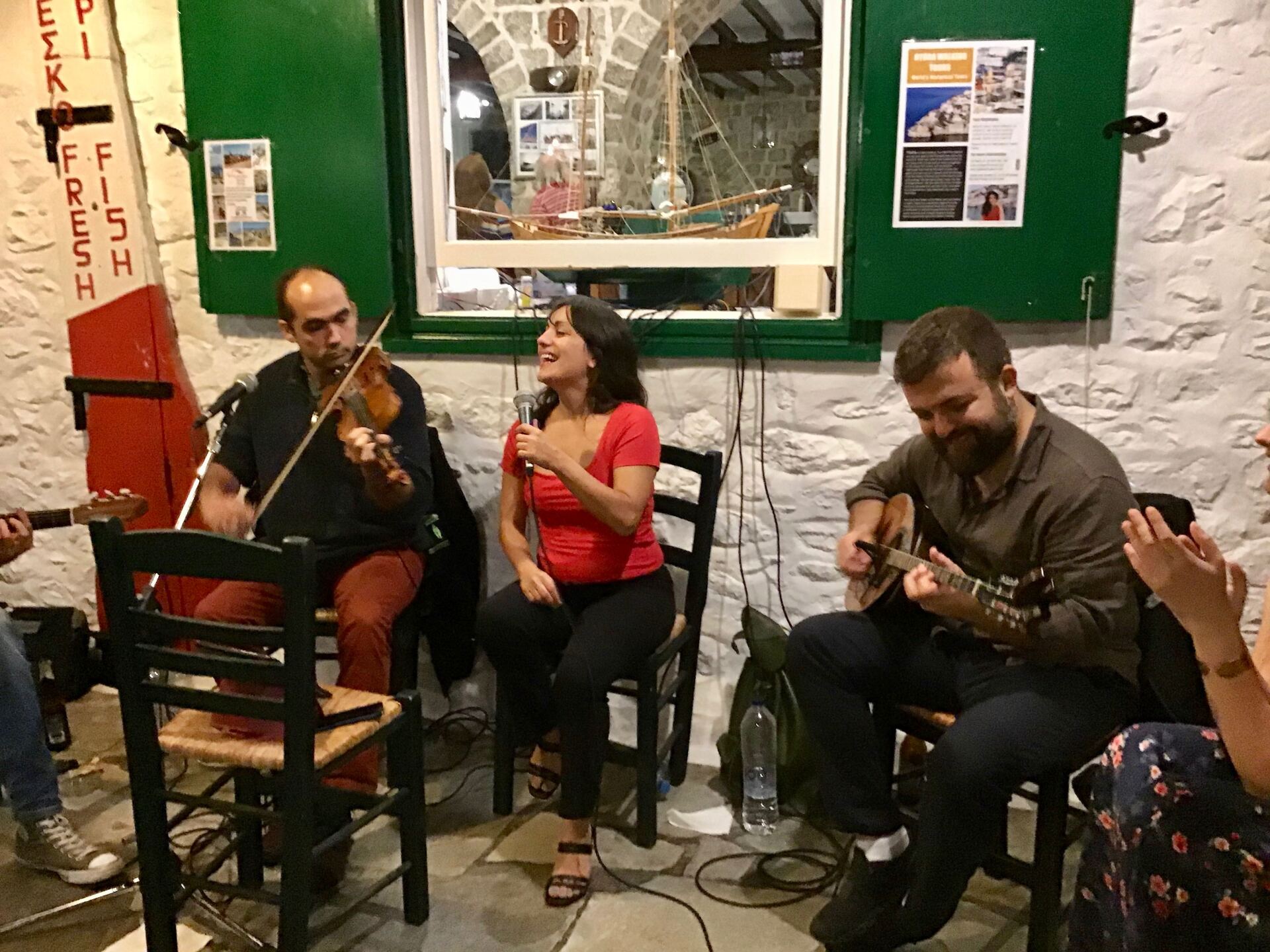 2019 SOAS Rebetika band playing live at the rebetika evening on Hydra Island Greece