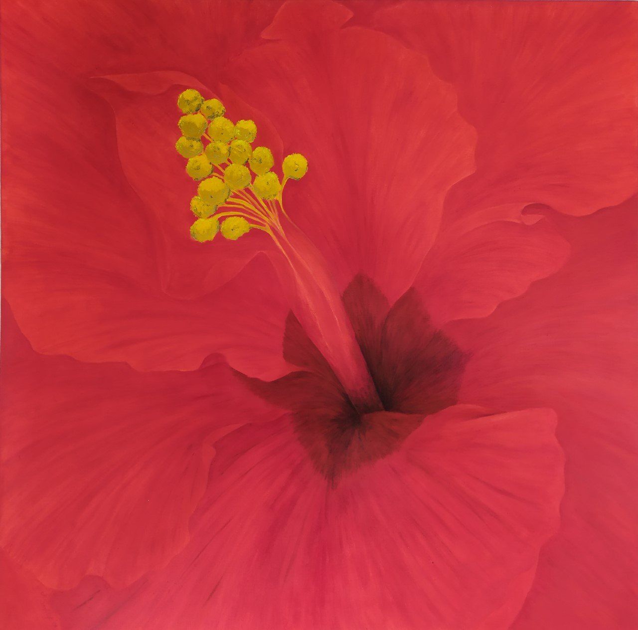 Hibiscus by artist Jacqui Savidge, Hydra artists.