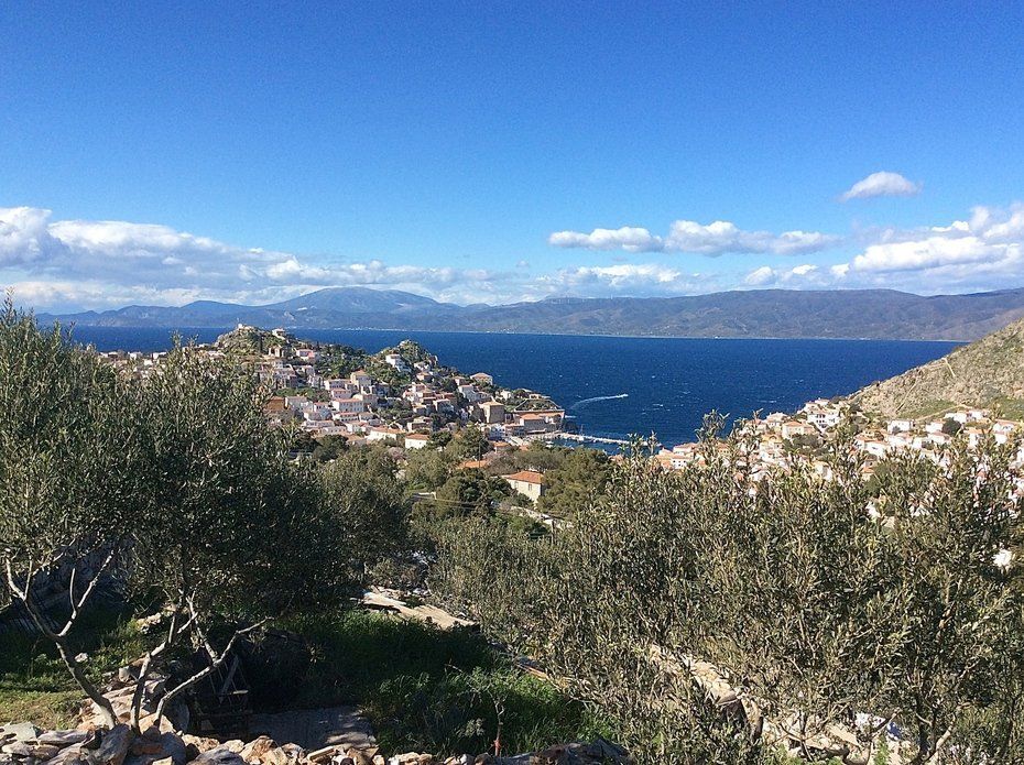 Walking to Aghia Fotini Cemetery and Monastery on Hydra Island Greece.