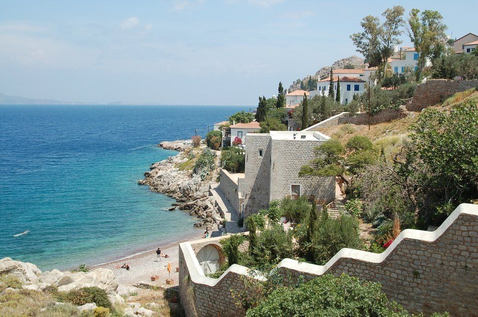 Kamini Beach on Hydra Island Greece Kamini Beach on Hydra Island Greece