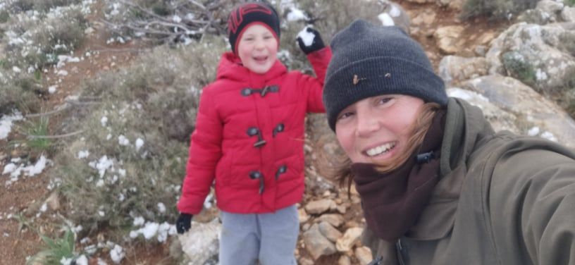 Incoming snowball on Hydra Island Greece January 2022