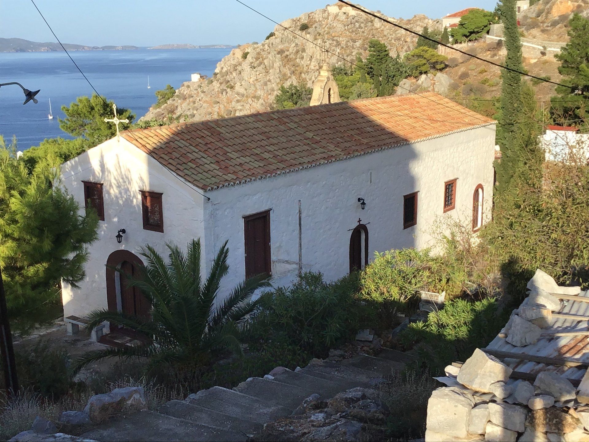 Aghios Antonios Church in Avlaki on Hydra Island Greece.