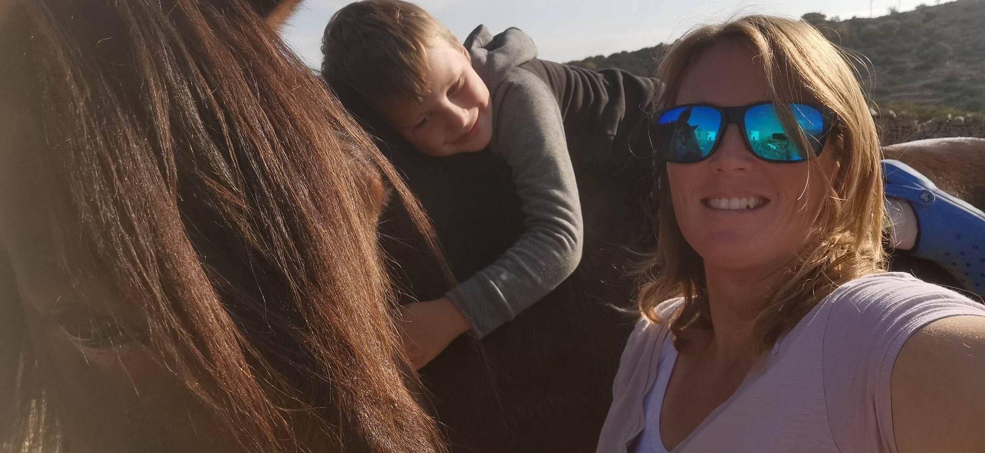 Anastasis joins Mum's team at Harriets Hydra Horses on Hydra Island Greece.
