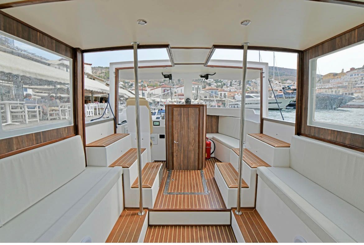 Aiolos sea taxi for transport around Hydra Island Greece.