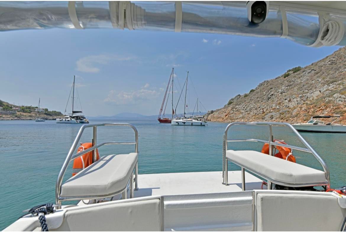 Aiolos sea taxi for transport around Hydra Island Greece.