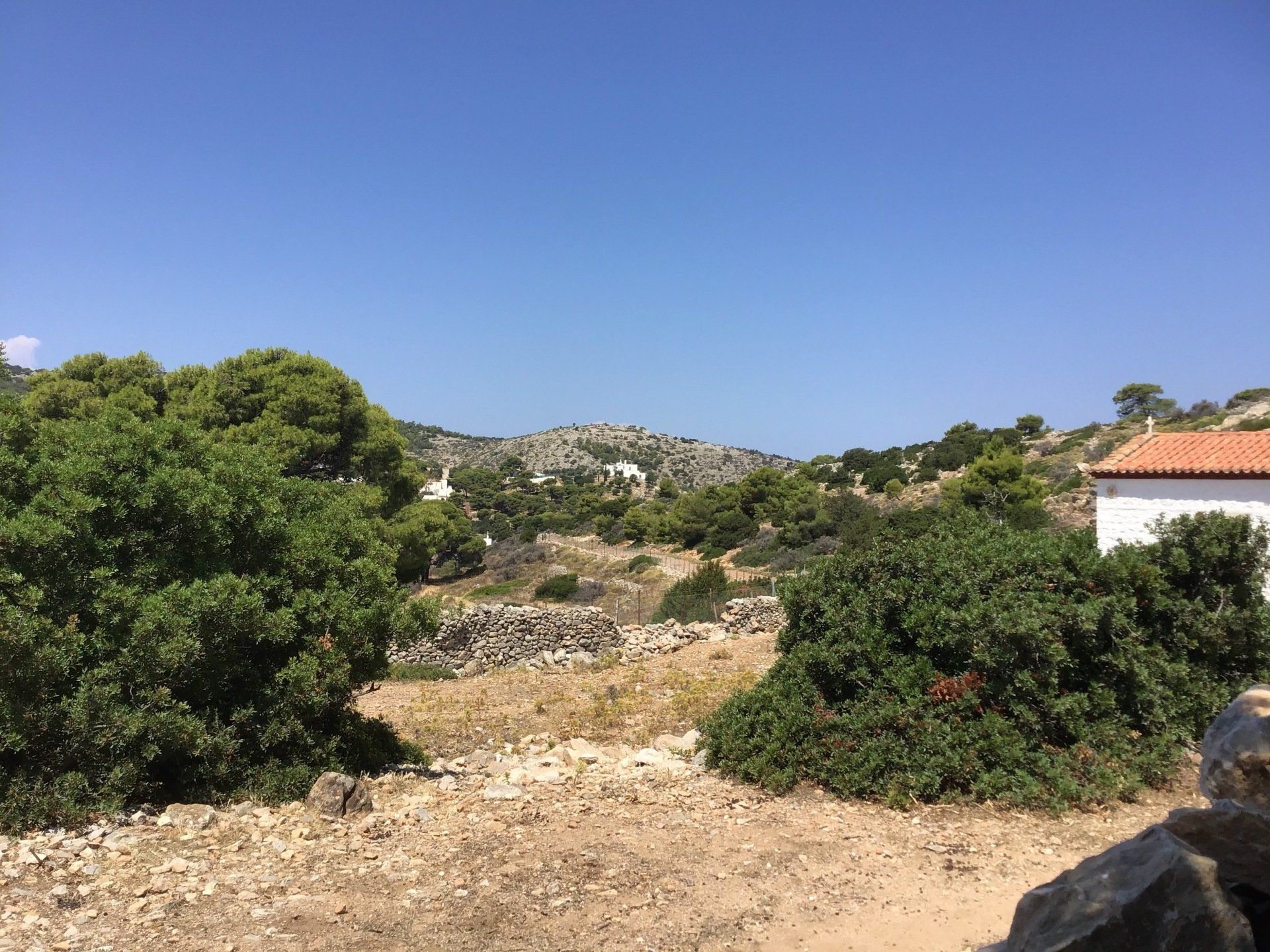 Views of Episkopi in the centre of Hydra Island Greece. A wonderful long walk on an off-season day with phenomenal views as a reward while you eat your picnic.
