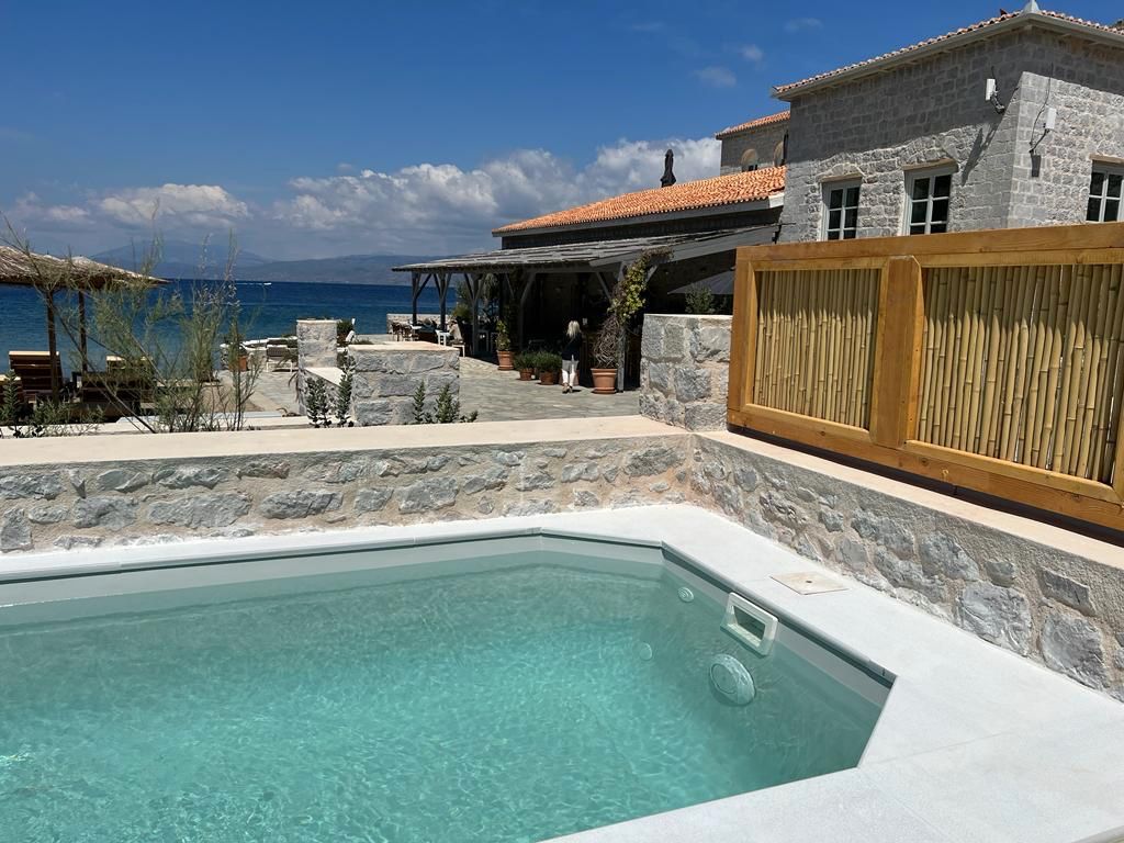 The deluxe Mandraki Beach Resort hotel, Hydra Island Greece