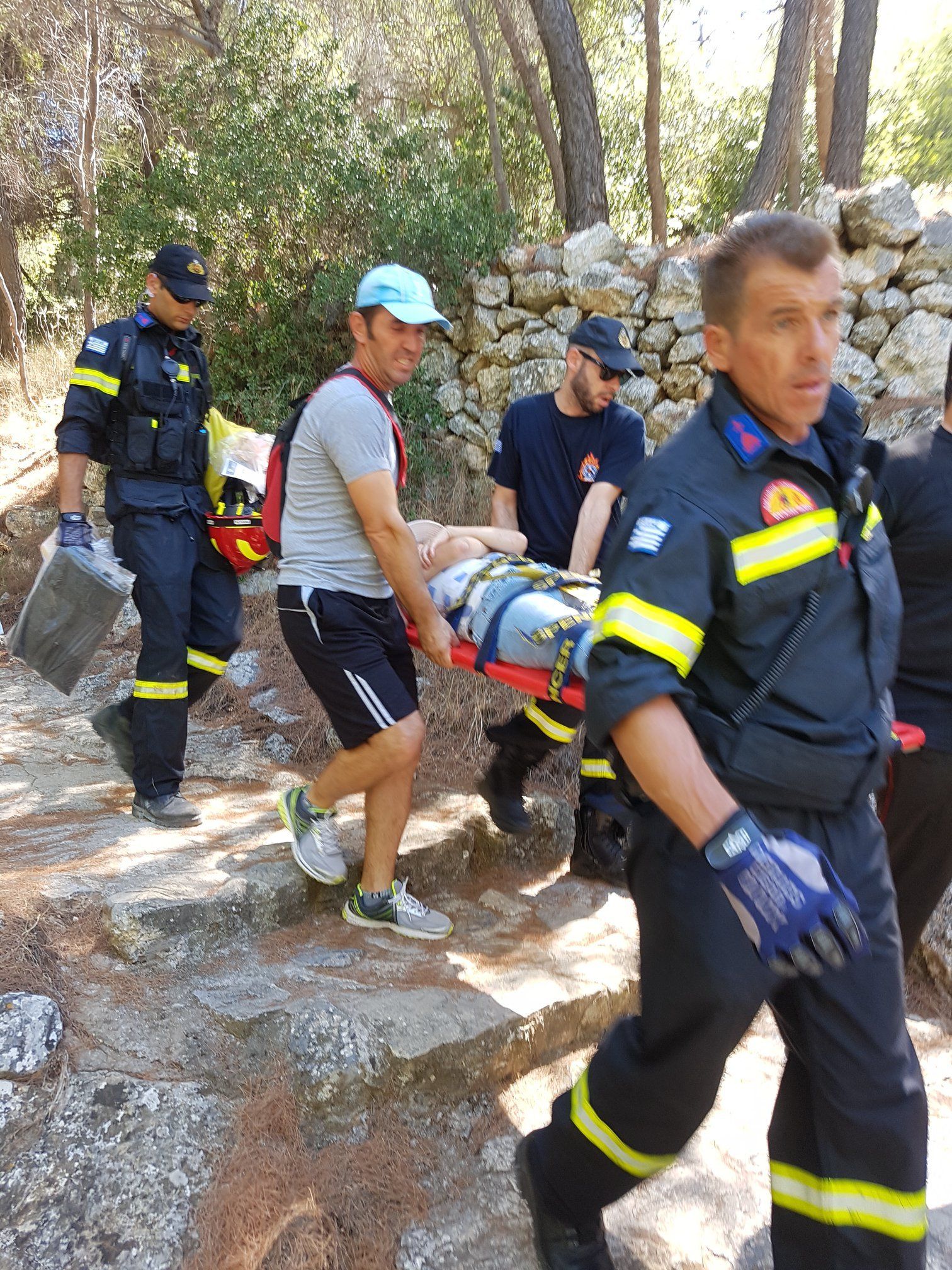 volunteer mountain rescue team working on hydra island greece