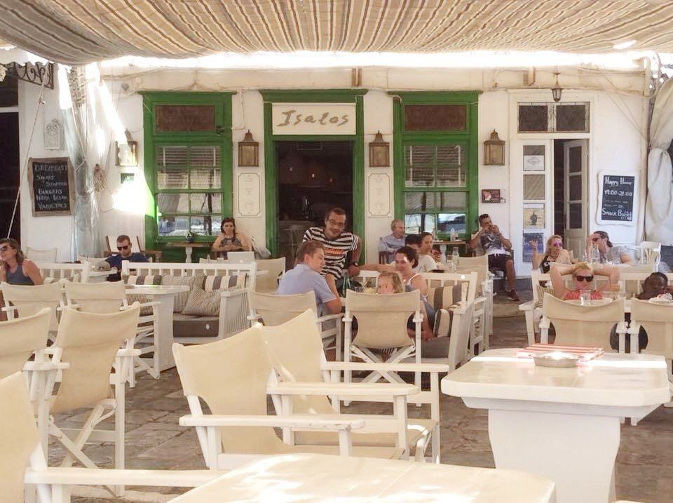 Open Isalos Website Isalos Cafe on Hydra harbour
