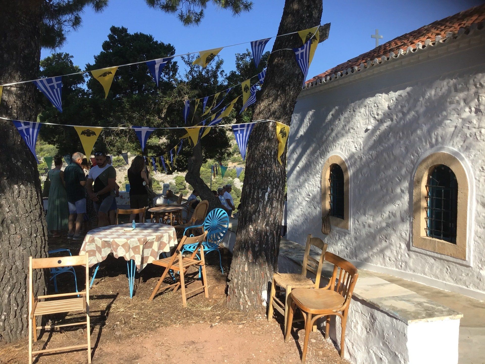 Ag Anargyros name day service and open house at Episkopi as guest of Sotirios Iliadis, July 4th 2020 on Hydra Island Greece.