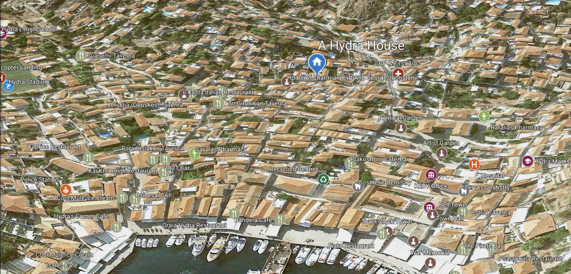 © 2020 HYDRADIRECT Location Map for A Hydra House on Hydra Island Greece