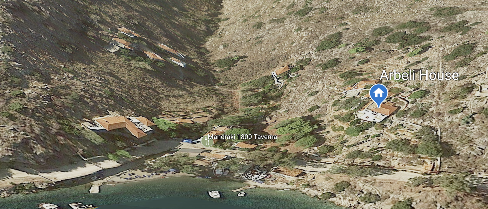 © 2020 HYDRADIRECT Location Map for Arbeli House on Hydra Island Greece