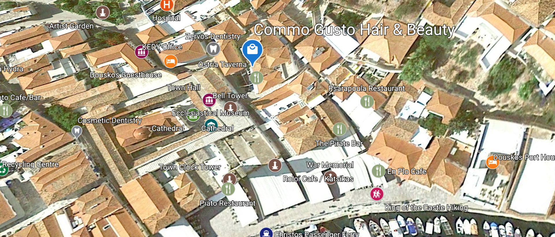 © 2020 HYDRADIRECT Map to find Commo Gusto Hair & Beauty on the Greek Island of Hydra.