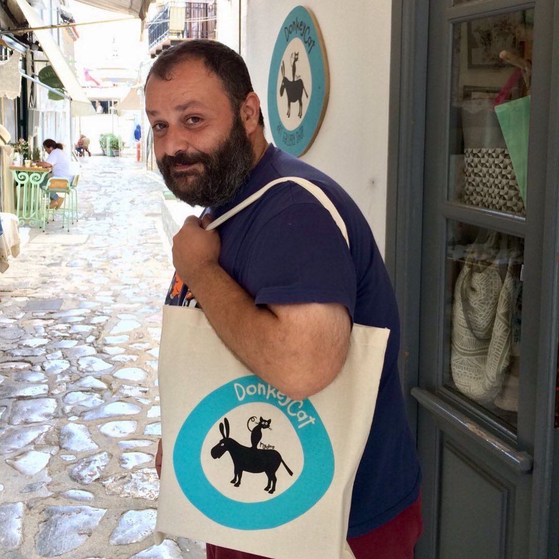 Donkeycat Gallery Shop on Hydra Island Greece, on the HYDRADIRECT shops & services pages