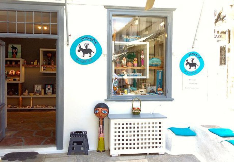 Donkeycat Gallery Shop on Hydra Island Greece, on the HYDRADIRECT shops & services pages