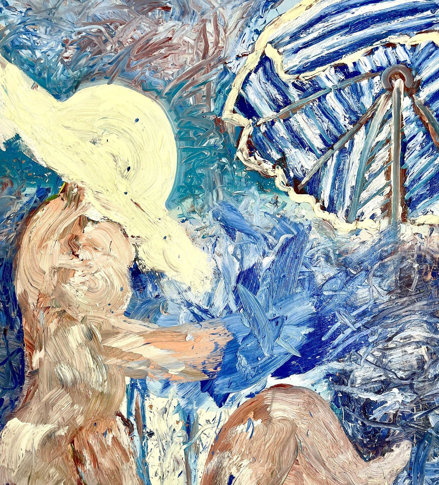 Oil on canvas painting by artist Wesley Eberle on Hydra Island Greece