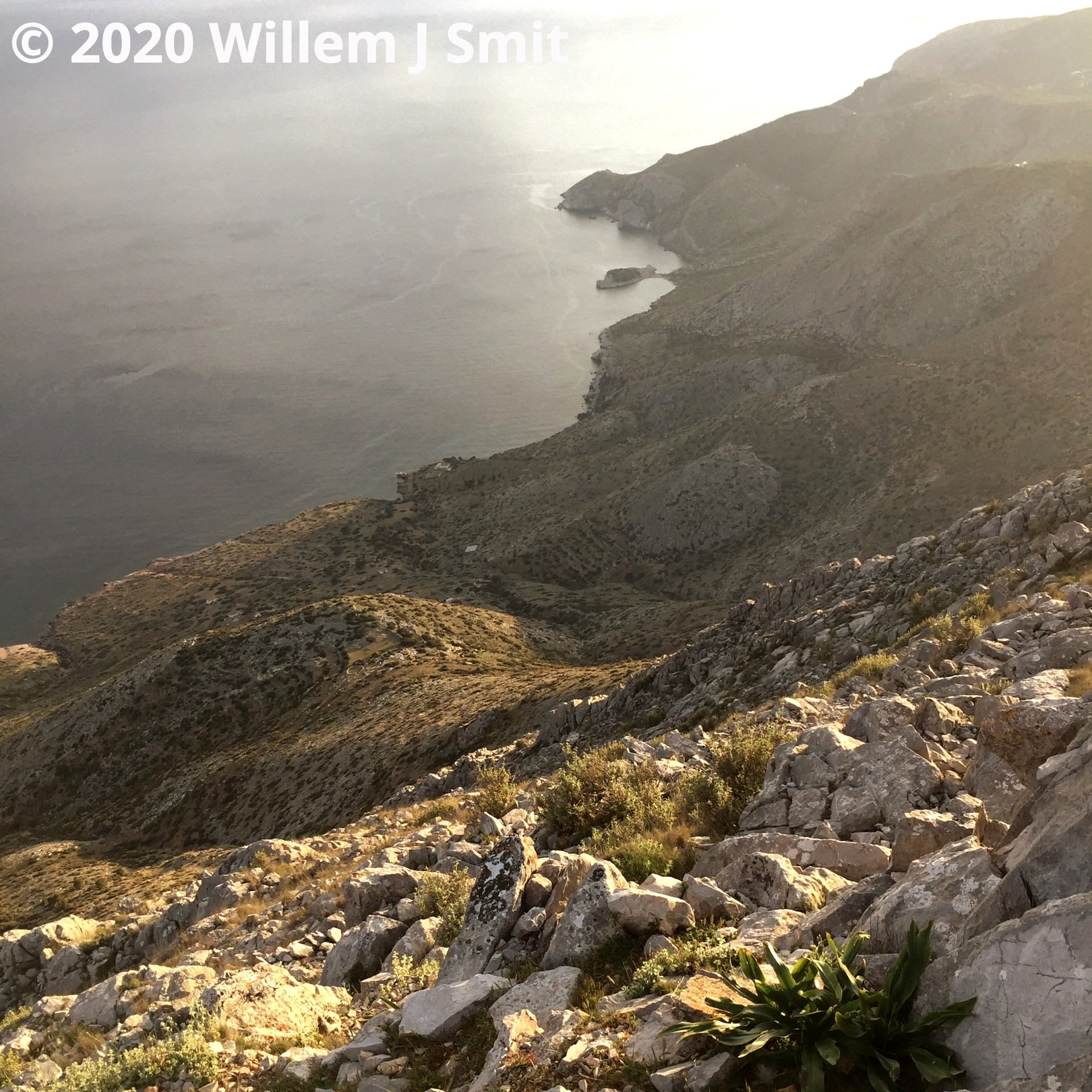 Geography and terrain of Hydra Island Greece.