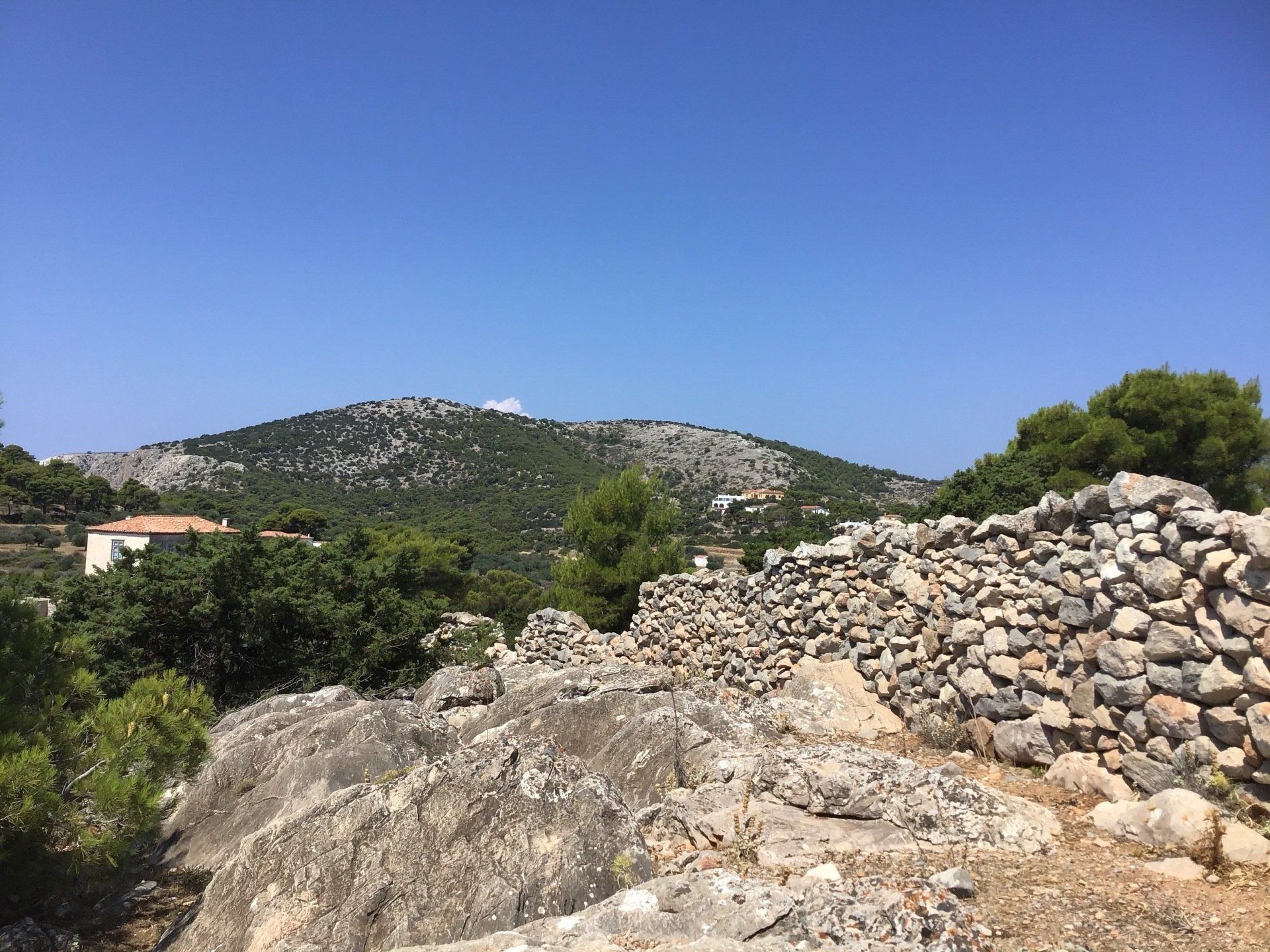 Views of Episkopi in the centre of Hydra Island Greece. A wonderful long walk on an off-season day with phenomenal views as a reward while you eat your picnic.