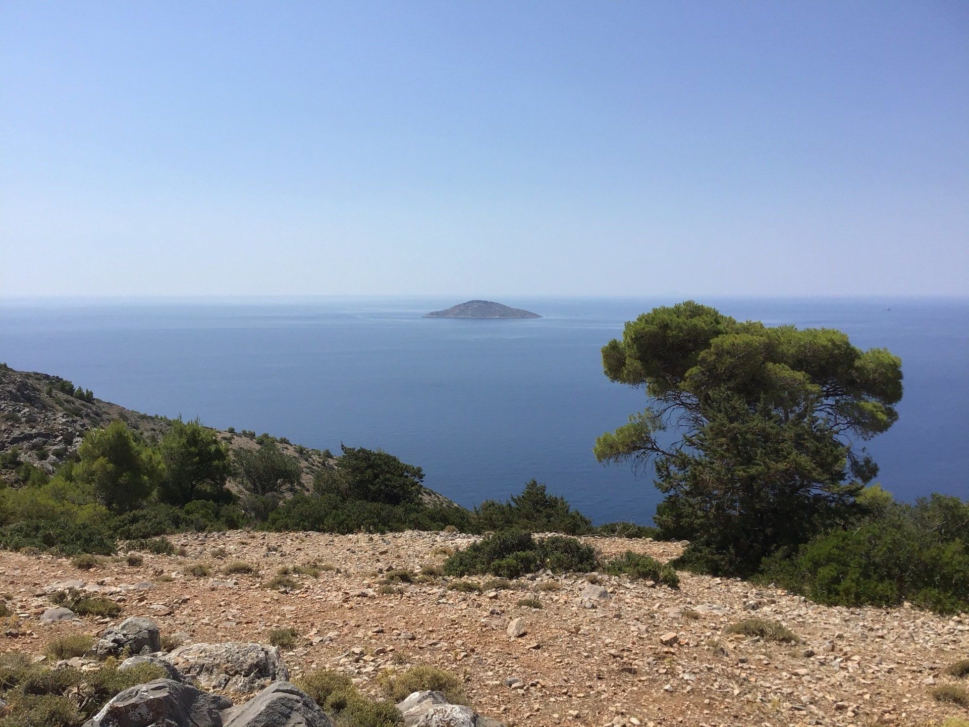 Views of Episkopi in the centre of Hydra Island Greece. A wonderful long walk on an off-season day with phenomenal views as a reward while you eat your picnic.
