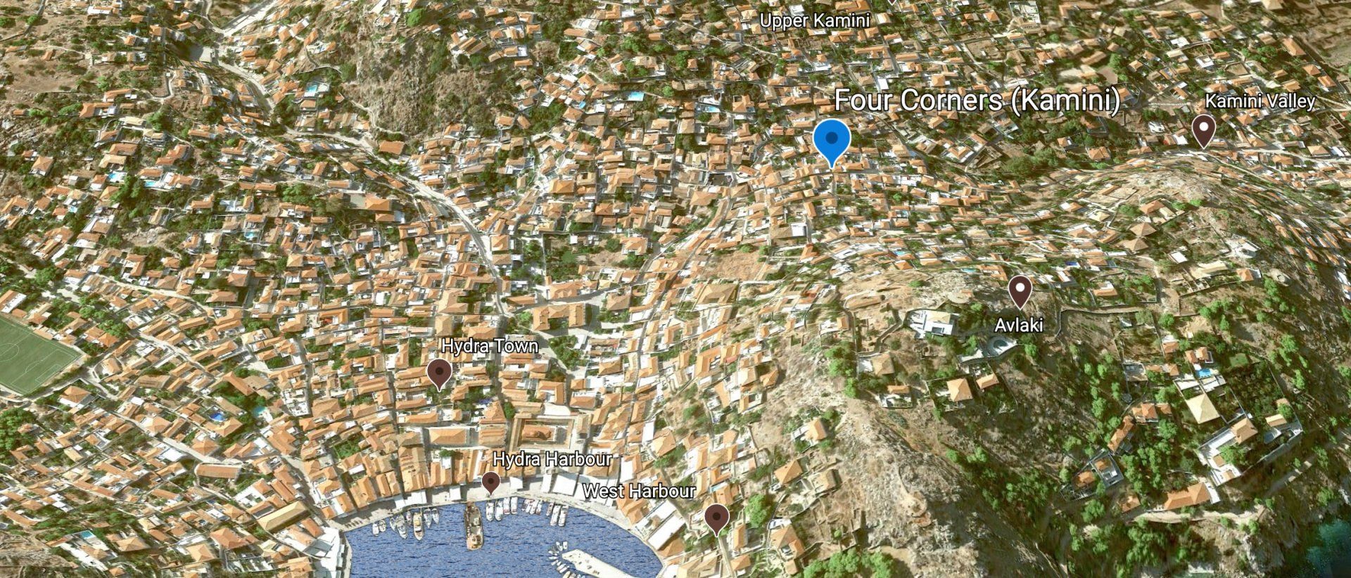 Four Corners area of Hydra Island Greece