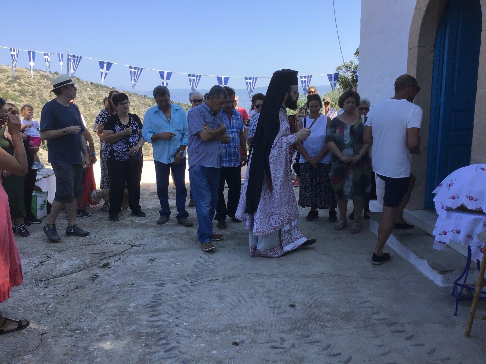 Ag Anargyros name day service and open house at Episkopi as guest of Sotirios Iliadis, July 4th 2020 on Hydra Island Greece.