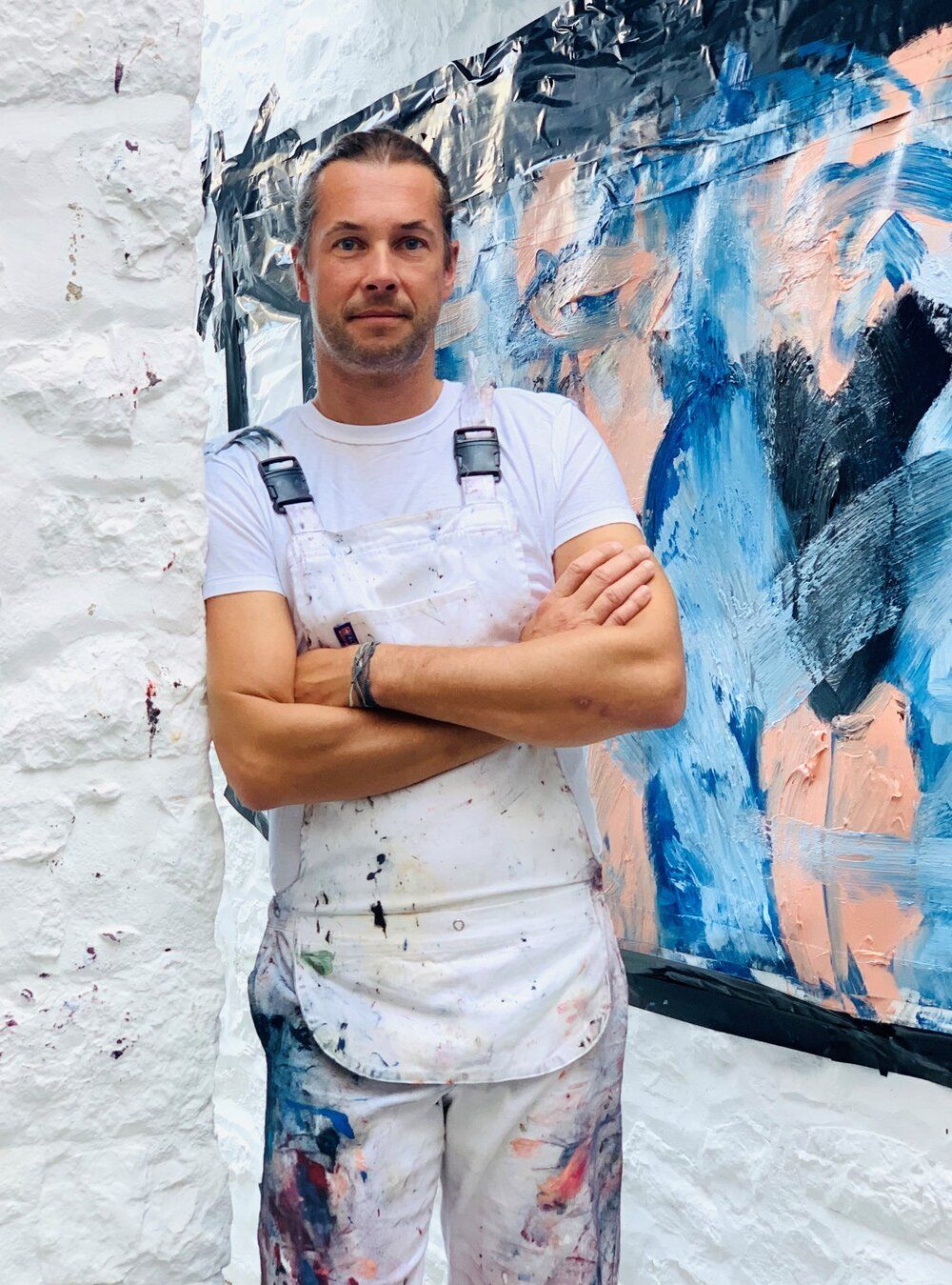 Artist Wesley Ebele in his studio on Hydra Island Greece