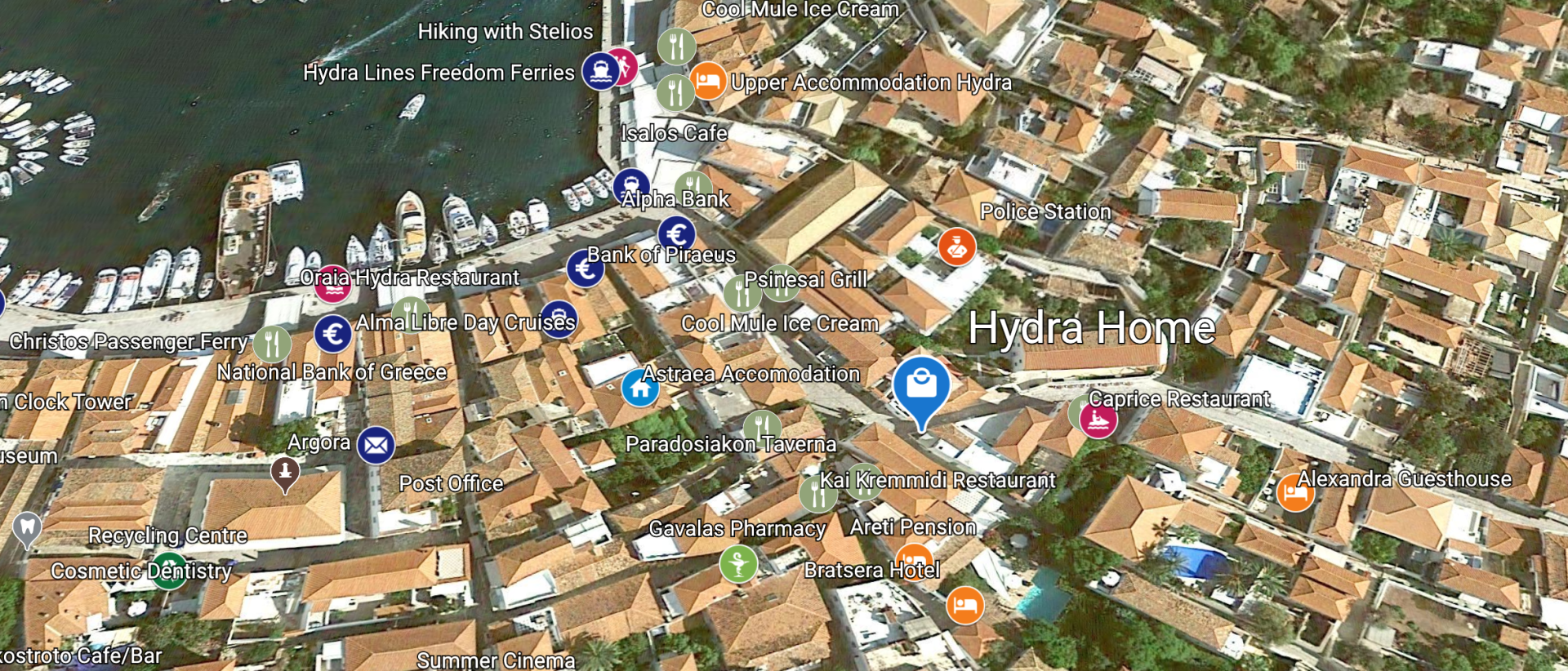 © 2020 HYDRADIRECT Map to find the Hydra Home shop on the Greek Island of Hydra.