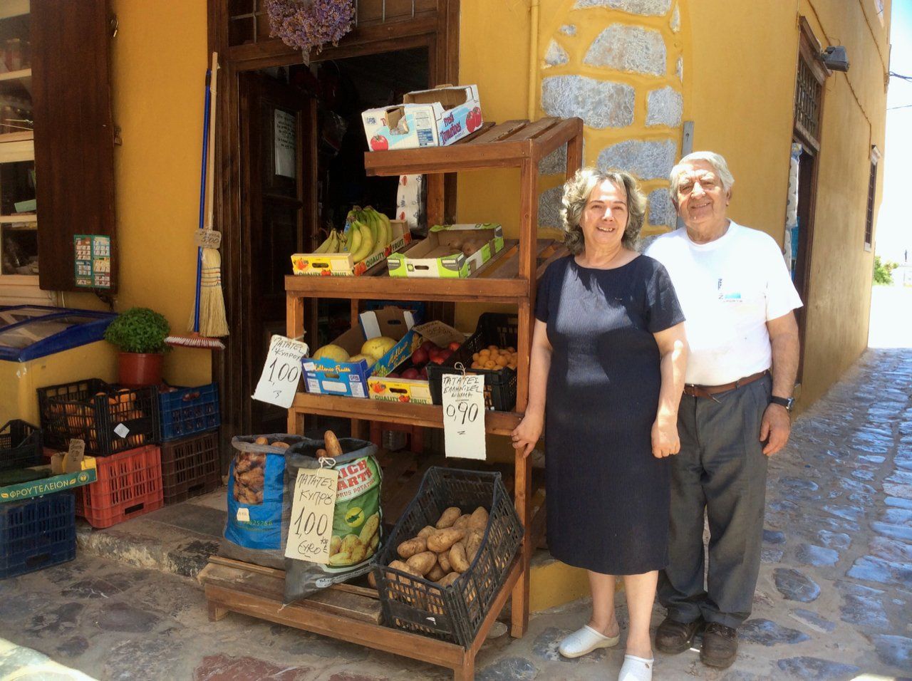 Four Corners Supermarket (Kamini) on Hydra Island Greece.