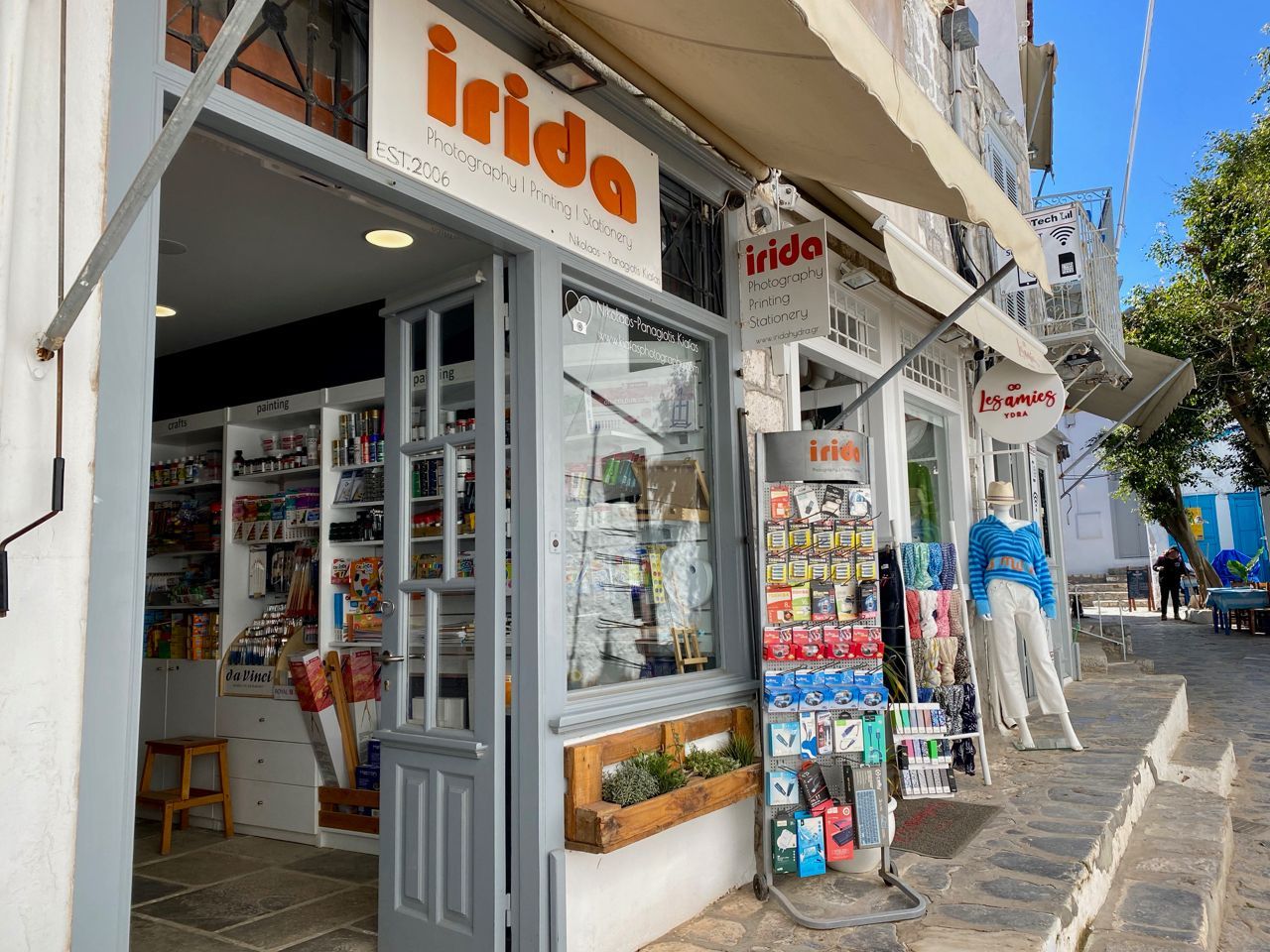 direct contact details for Irida shop on hydra island greece for photographer, wedding photography, videographer, printing, stationery, painting & art supplies, office products, photocopying