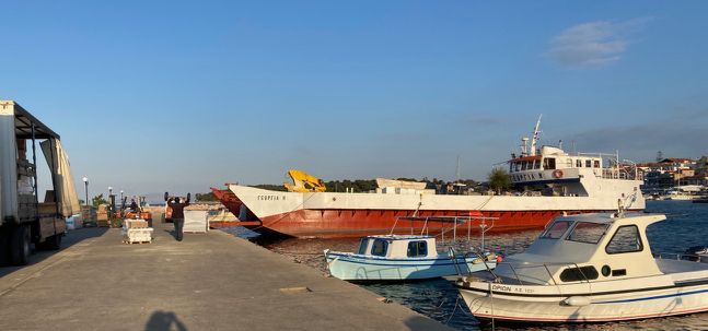 Georgia Supply Boat Georgia Supply Boat for Hydra Island being loaded in Ermioni