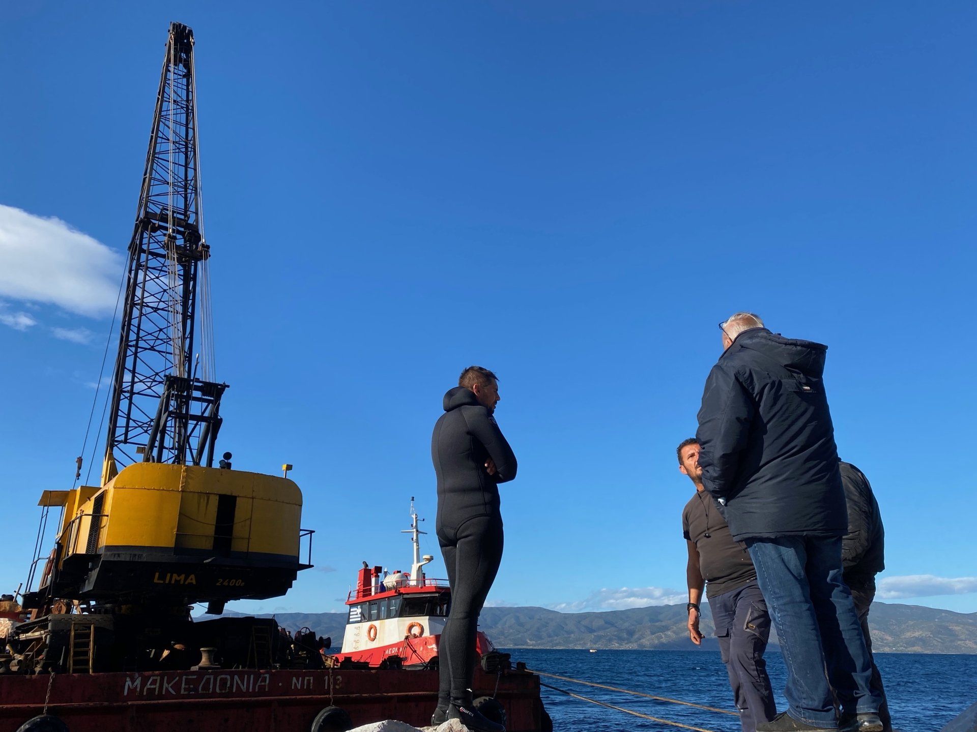 Kamini Harbour sea erosion prevention project on Hydra Island Greece.