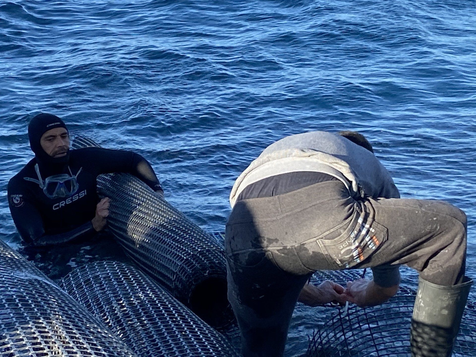 Kamini Harbour sea erosion prevention project on Hydra Island Greece.